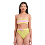 Bikini Towel Fabric Women's high cut Swimwear Sets High waist contrast color swimsuits