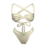 Sexy Cross Tie Up Eco-Friendly bikini jacquard fabric swimwear & beachwear